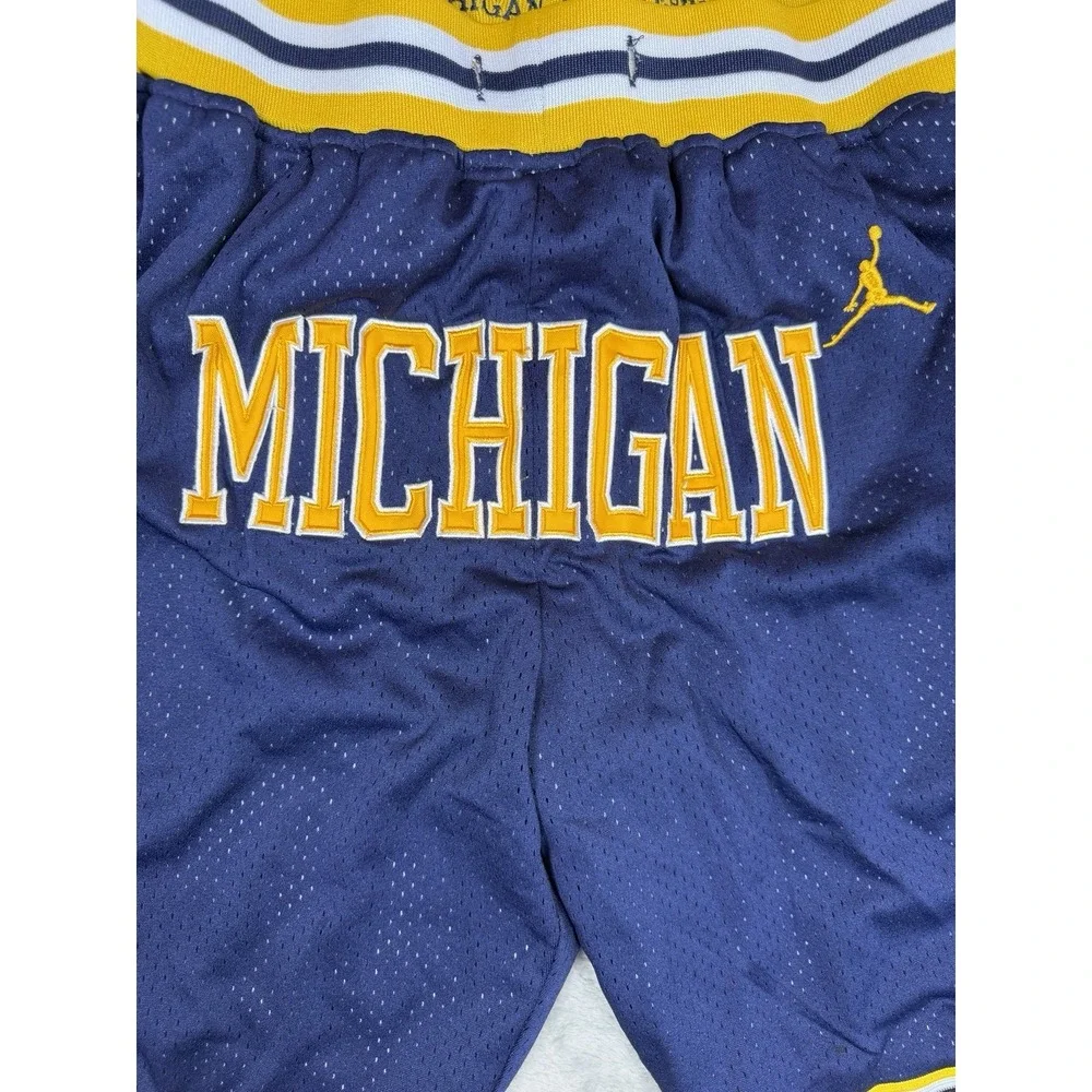 Just Don Michigan Wolverines Shorts Mens M Blue NCAA Jordan Mesh Basketball USA
